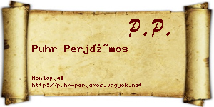 Puhr Perjámos névjegykártya